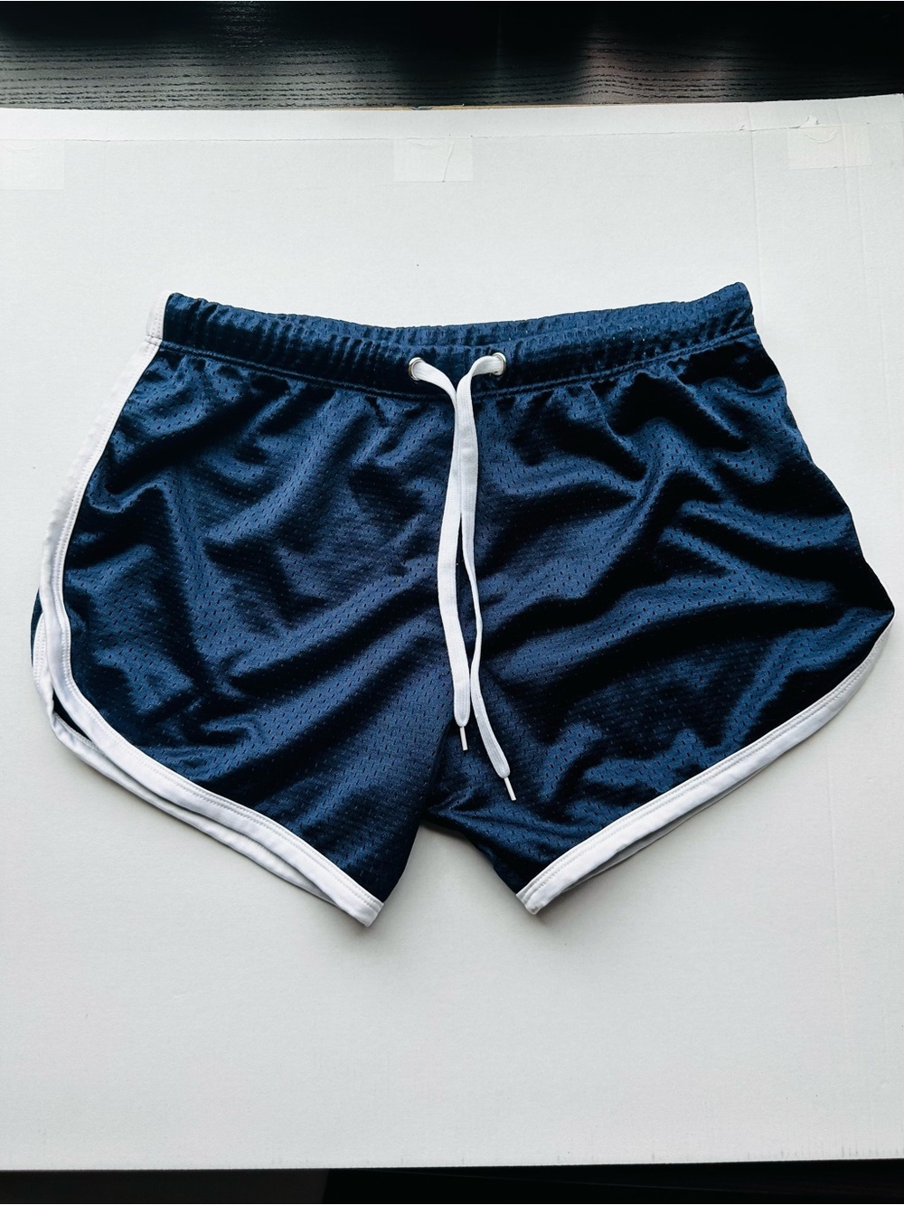 OUBER Navy White Dolphin Running Shorts Retro Sporty Size Small